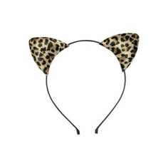 a cat ears headband with an animal print pattern on the front and back of it