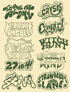 some type of graffiti font that is green and white with black lettering on it,