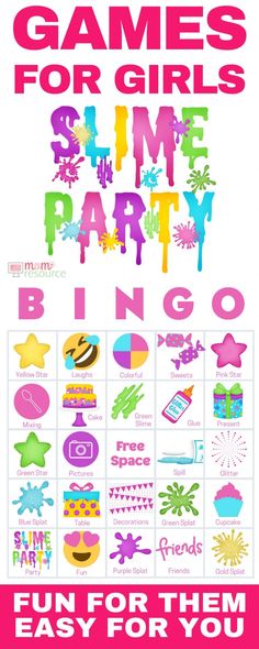 a poster with the words games for girls party