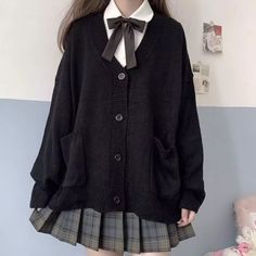 Preppy Mode, School Sweater, Harajuku Girls, Knitting Sweater, Basic Sweaters, Estilo Preppy, Spring Sweater, Loose Sweater, Solid Clothes