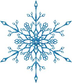 a snowflake is shown on a white background with blue and green details in the center