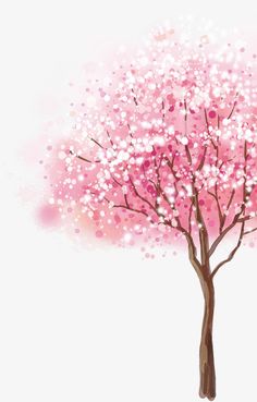 a painting of a tree with pink flowers on it