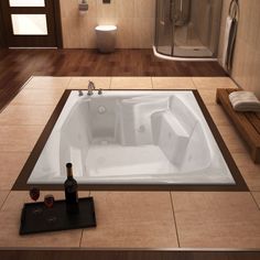 a bathroom with a large jacuzzi tub in it