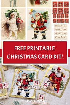 free printable christmas card kit with santa claus and other holiday cards for kids to make