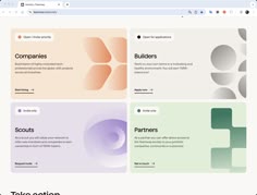 an image of a web page with different colors and shapes on the bottom right corner