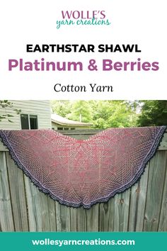 the front cover of an afghan shawl with text that reads earthstar shawl, platinn & berries