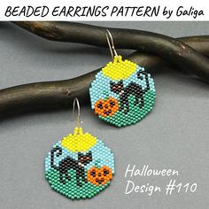 beaded earrings pattern by gaiaga halloween pumpkins and jack - o'- lanterns