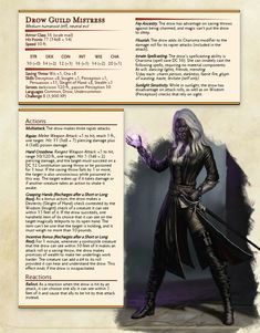 Drow Dnd 5e, Drow 5e, Dnd 5e Necromancer Stats, Dnd 5e Low Level Monsters, Drow Dnd, Dnd Monsters Stats, Dnd Undead Stat Block, Dnd Drow, Dnd 5e Monster Stats