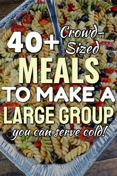 the words, 40 + meals to make a large group you can serve cold on a platter