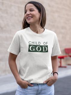 God has given us the biggest privilege to become His children by trusting Him. The Child of God Christian t-shirt symbolizes how special we are and it also encourages the viewers to rely on their faith in God. "For ye are all the children of God by faith in Christ Jesus." Galatians 3:26, KJV • Unisex fit • 100% combed and ring-spun cotton (Heather colors contain polyester) • Pre-shrunk fabric • Side-seamed construction • Shoulder-to-shoulder taping Construction T Shirt Design, God T Shirts, Bible Tshirt Designs, Tshirt Design Christian Faith, Jesus T Shirt, Church Tshirt Designs, Christian T Shirt Ideas, Christian Tshirt Design Ideas, Jesus Shirts Christian Clothing