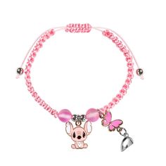 pink beaded bracelet with an animal charm