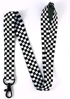 a black and white checkered lanyard strap