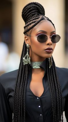 Afro Sculpture, Ladies Hair Styles, Braided Hairstyles African, Styling Braids, Embrace Natural Hair, Afro Earrings, Plait Styles, Style Braids, Grey Hair Transformation