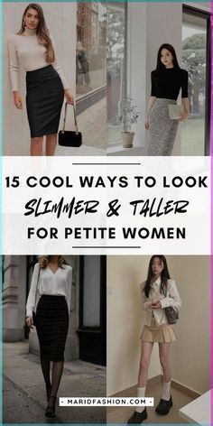 Clothes Style For Short Women, Summer Outfits Petite Women 30s, Petite Dressing Tips, Flattering Necklines For Small Bust, Fall Outfits Petite Women 2024, How To Look Taller, How To Look Taller Outfits, Outfits For Short Torso Women, Outfits For Petite Curvy Women