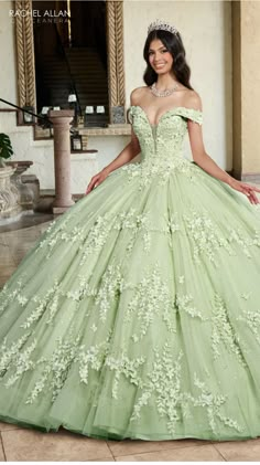 Peridot Quinceanera Dresses, Quinceanera Dresses Mint Green, Princess And The Frog Quinceanera Theme Dress, Olive Green Quinceanera Dresses, Sage Green Quinceanera Dresses, Tulle Applique, Red Quinceanera Dresses, Black Ball Gown