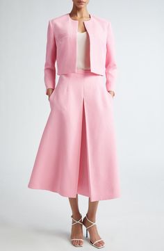 Emilia Wickstead Mirca Double Pocket Crop Jacket | Nordstrom Emilia Wickstead, Style And Grace, Crop Jacket, Evening Wear, Front Open, Nordstrom, Frame, Free Shipping, Pink