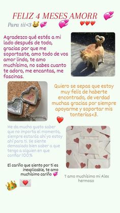 the back cover of a spanish book with pictures of dogs and hearts on it's pages