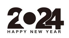 happy new year's card with the number twenty and four in black on a white background