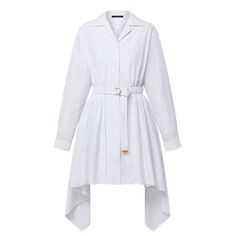 LOUIS VUITTON® - Monogram Fil Coupé Belted Shirt Dress - Optical White Lv Dress, Dress Luxury, Louis Vuitton Dress, Louis Vuitton Shirt, Stole Scarf, Trunk, Belted Shirt Dress, Louis Vuitton Official, Knitwear Dress