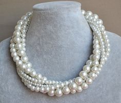 All pearls, no rhinestones = better Ivory Pearl Necklace, Flower Girl Bracelets, Necklace Wedding, Ivory Pearl, Keepsake Jewelry, Bridesmaid Necklace, Vintage Marketplace, Elastic Bracelet