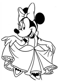 minnie mouse dancing in the disney coloring pages