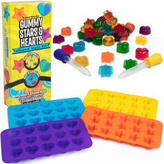 gummy stars and hearts are in the box