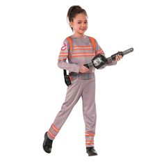 Who you gonna call? This Ghostbusters Halloween Costume for Kids is a must for little spirit sleuths. With everything a kid needs to start busting ghosts, this classic costume is inspired by the hit 80s movie. The jumpsuit makes it easy to layer warm clothes underneath for the best trick-or-treating trek yet. Polyester. © Columbia Pictures
Includes:
o Jumpsuit with printed backpack
o Inflatable proton wand Ghostbusters 3, Ghostbusters Ghost, Ghostbusters 2016, Ghostbusters Costume, 1980s Kids, Jumpsuit Costume, Halloween Costumes Ideas, Ghostbusters Movie, Girls Fancy Dress