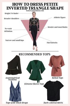 Dark-colored Shirts Petite Inverted Triangle, Be Selective, Inverted Triangle, Clothing Line, Petite Women, Triangle Shape, Deep Green, Upper Body, Dark Colors