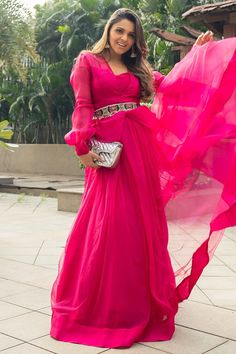 hot pink/fuchsia indo western outfit for women,3 piece indian lehenga, flair lehenga choli with shirt,wedding outfit,wedding guest outfit, sangeet outfit,mehendi outfit,haldi outfit Package contain : skirt, crop top, shirt and belt  👉Note:- "Colour Variation May Be Change Due To Light ,Camera And Screen Effect." 👉* It can be customized in any size/colour/design of your choice on CHARGE EXTRA cost. 👉*Please give us positive feedback after receiving product. In case of any problem please tell u Fitted Floor-length Pink Pre-draped Saree, Pink Floor-length Pre-draped Saree For Wedding, Pink Floor-length Wedding Saree, Party Wear Pre-draped Maxi Saree, Party Maxi Length Pre-draped Saree, Pink Floor-length Gown For Wedding Guest, Party Maxi-length Pre-draped Saree, Pink Semi-stitched Floor-length Pre-draped Saree, Pink Long Sleeve Gown For Diwali