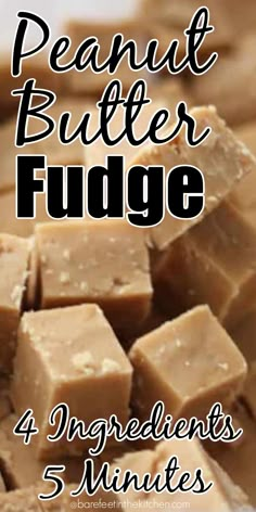 peanut butter fudge recipe with 4 ingredients for 5 minutes to make it easy and delicious