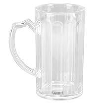 a clear glass mug with handle on white background