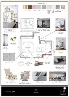 the interior design process is shown in black and white