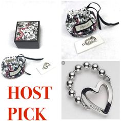 New Authentic Gucci Made In Italy Sterling Silver Toggle Cutout Heart Ring With Ball Chain Band. Gucci Logo On The Heard.Size 7 Or 6. Box, Pouch, Sterling Silver, Papers Huge Rings, Open Heart Ring, Mesh Necklace, Gold Heart Ring, Box Pouch, Malachite Rings, Gucci Jewelry, Gucci Logo, Pink Topaz