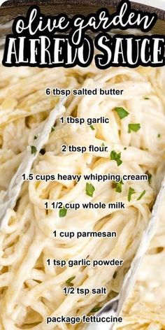 the ingredients for an easy homemade alfredo sauce in a skillet with text overlay