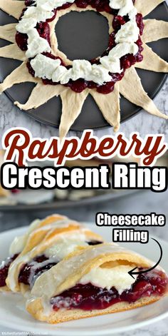 raspberry crescent ring recipe with cheesecake filling on the bottom and in the middle