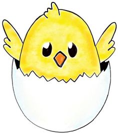 a drawing of a chick in an egg shell