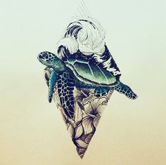 a drawing of a turtle on top of a flower