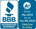 the bbb logo is shown in blue and white, with an arrow pointing to it