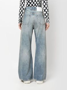 MM6 Maison Margiela high-rise wide-leg Jeans | Blue | FARFETCH City Dress, Summer Beach Wear