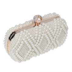 Full Beaded Artificial Pearls Evening Clutches – Luxy Moon Classy Purses, Pearl Clutch, Best Purses, Beaded Evening Bags, Wedding Purse, Cute Handbags, Beaded Wedding, Wedding Bag, Rhinestone Bead