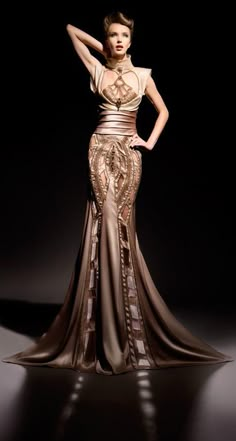 Blanka Matragi Haute Couture 2012 Sage Pictures, Harlem Nights, 파티 드레스, فستان سهرة, Couture Gowns, Moda Vintage, Sleeve Tattoo, Gorgeous Gowns, Gold Dress