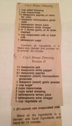 an old recipe paper with instructions on how to use it