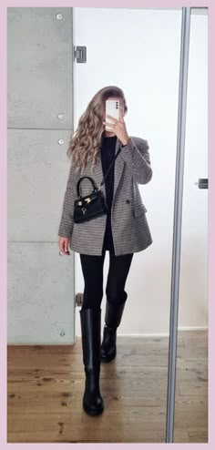 [SponsoredPost] 27 Most Pinned Fall Boots Outfit 2023 Tips To Find Out This Summer #fallbootsoutfit2023 Chunky High Knee Boots Outfit, Flat Boots Winter Outfit, Blazer Outfits Leggings, Leggings And High Boots Outfit, Blazer And Boots Outfit Winter, Blazer Outfits With Leggings, Long Boots Office Outfit, Suit With Boots Womens, Tall Boots Leggings Outfit