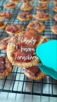 some bacon crackers are cooling on a rack