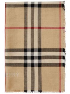 beige/multicolour wool-silk blend Vintage Check pattern fringed edge Luxury Designer Beige Scarves, Burberry Inspired Scarf, Burberry Vintage Scarf, Luxury Classic Plaid Scarves, Luxury Wool Plaid Scarves, Burberry Scarf, Burberry Vintage, Reversible Scarf, Silk Wool