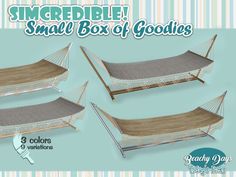 the small hammock box of goodies is shown in three different colors and sizes