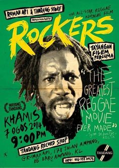 a poster with the words rockers on it and an image of a man's face