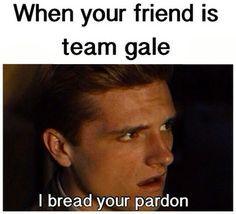 a man in a suit and tie with the caption when your friend is team gale i bread your parrot