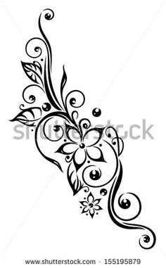 black and white floral design with swirls