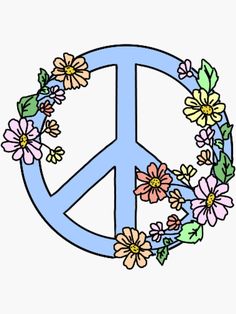 a peace sign with flowers around it